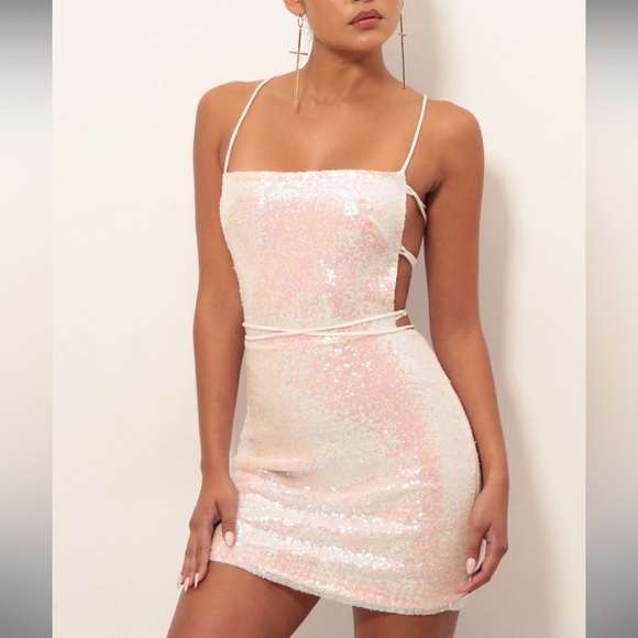 Lucy in the sky Sequin Dress in Pink Iridescent size XS - Picture 1 of 8
